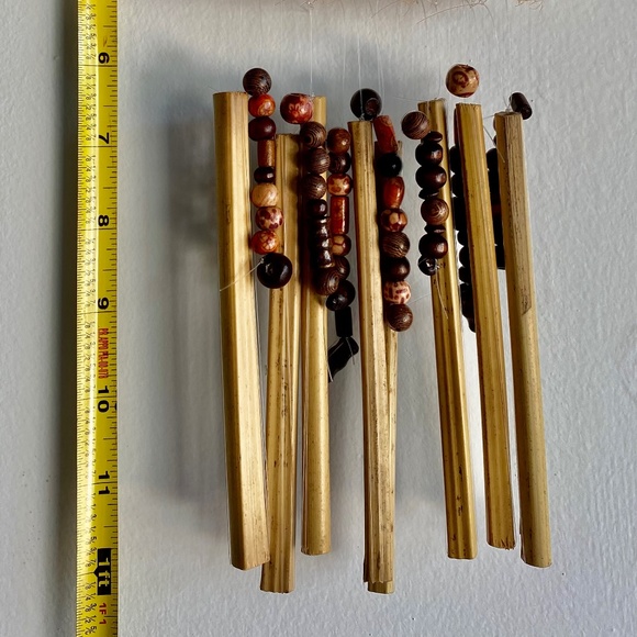 12” x 5” Rear View Mirror Wind-chime Made of Bamboo and Beads - Picture 3 of 4
